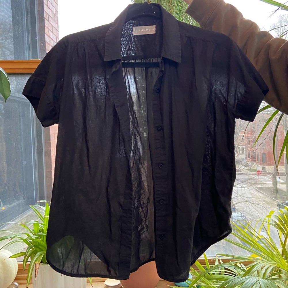 Black cotton button up